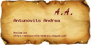 Antunovits Andrea névjegykártya